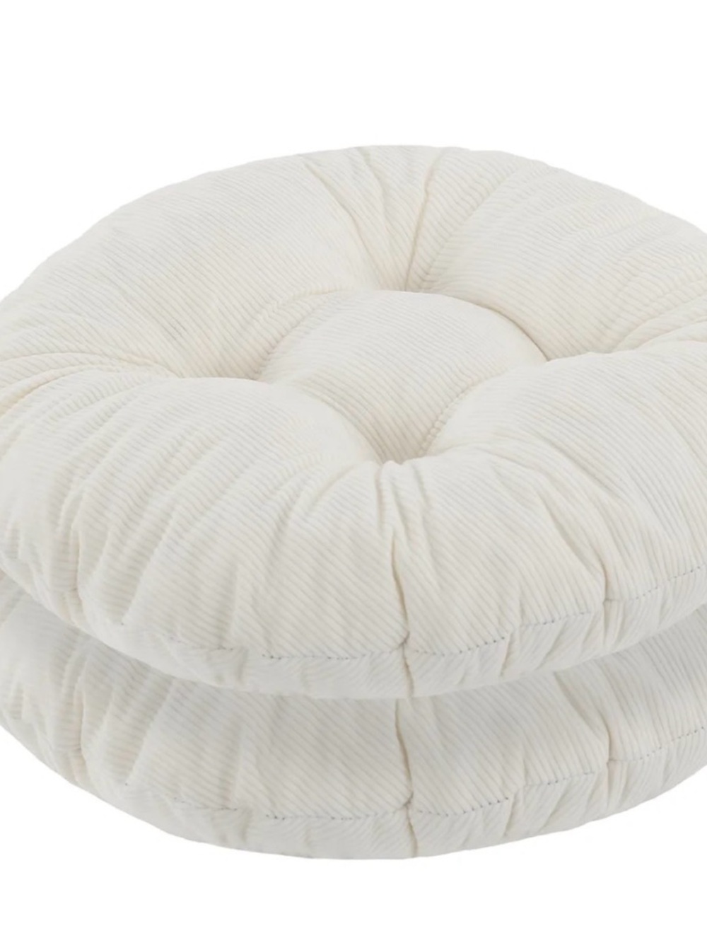 idee-home Chair Cushions Set of 2 Round White Ivory 15.5 X 15.5
